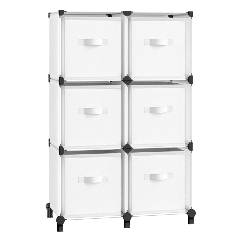 SONGMICS Würfelregal mit 6 Boxen, DIY, erweiterbar, platzsparend 6 Würfel Weiss, 6 Würfel Weiss