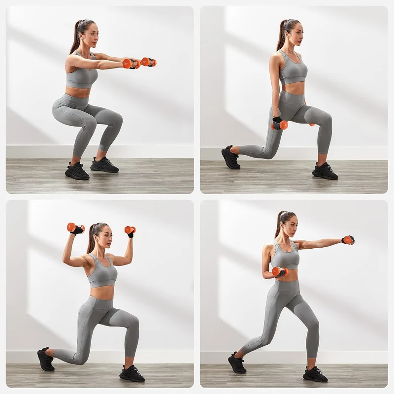 SONGMICS Hanteln, Kurzhanteln, 4er Set, 2 Davon 1 kg, 2 Davon 1,5 kg, Krafttraining, zu Hause, im Bü