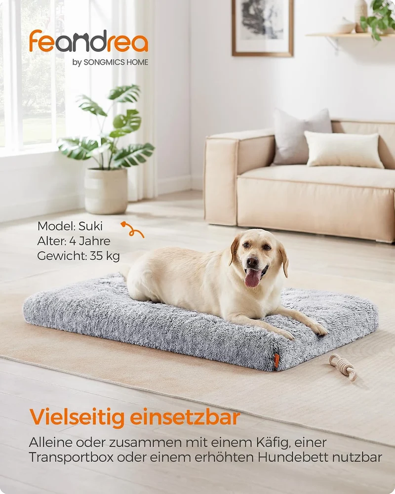 Feandrea Hundebett, orthopädisches Hundekissen, mit Noppenschaumstoff gepolstert, Bezug abnehmbar un