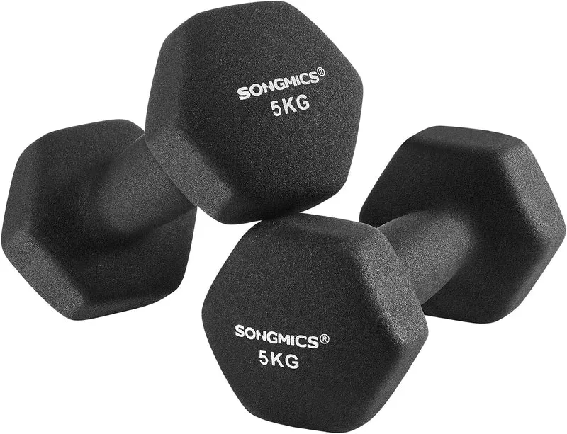 SONGMICS Hanteln, Kurzhanteln, 4er Set, 2 Davon 4 kg, 2 Davon 5 kg, Krafttraining, zu Hause, im Büro