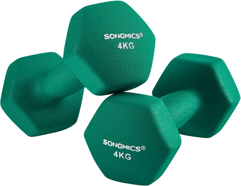 SONGMICS Hanteln, Kurzhanteln, 4er Set, 2 Davon 4 kg, 2 Davon 5 kg, Krafttraining, zu Hause, im Büro