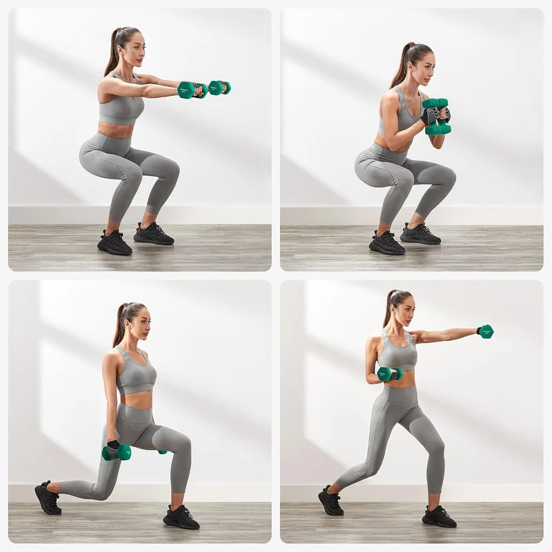 SONGMICS Hanteln, Kurzhanteln, 4er Set, 2 Davon 4 kg, 2 Davon 5 kg, Krafttraining, zu Hause, im Büro