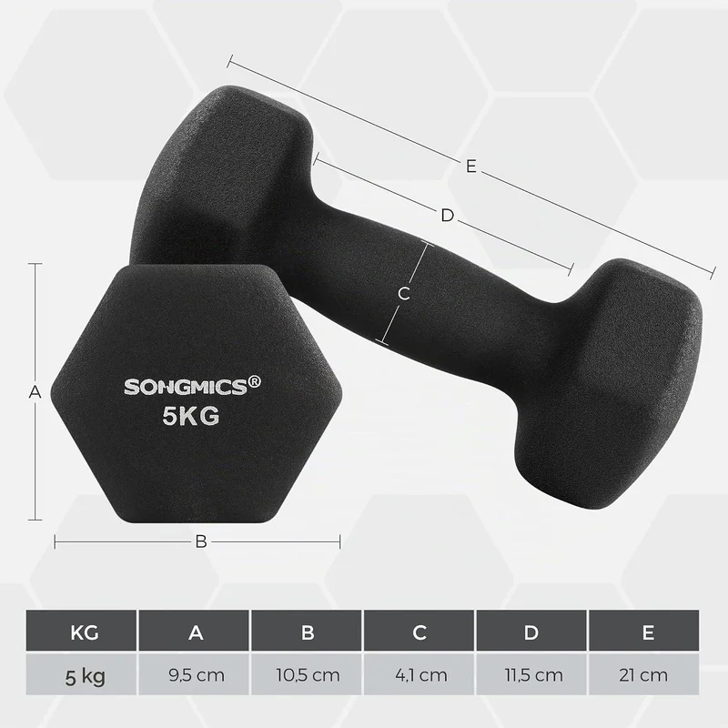 SONGMICS Hanteln, Kurzhanteln, 4er Set, 2 Davon 4 kg, 2 Davon 5 kg, Krafttraining, zu Hause, im Büro