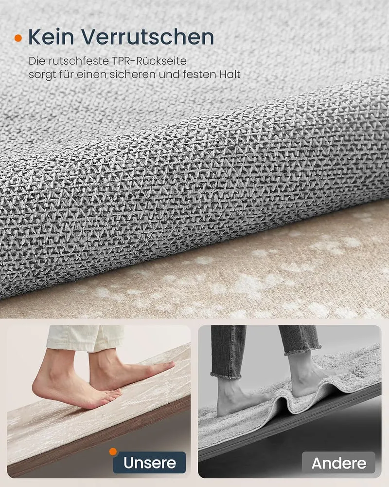 SONGMICS Wohnzimmerteppich Waschbar rutschfest, Boho, 120 x 170 cm