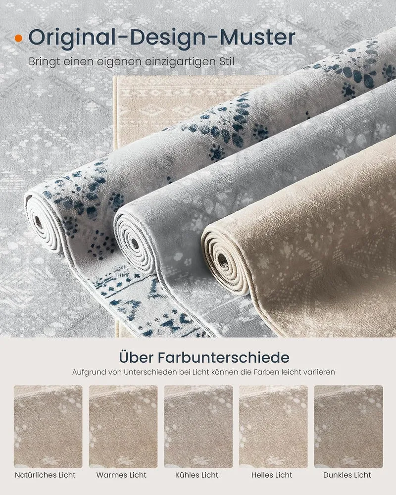 SONGMICS Wohnzimmerteppich Waschbar rutschfest, Boho, 120 x 170 cm