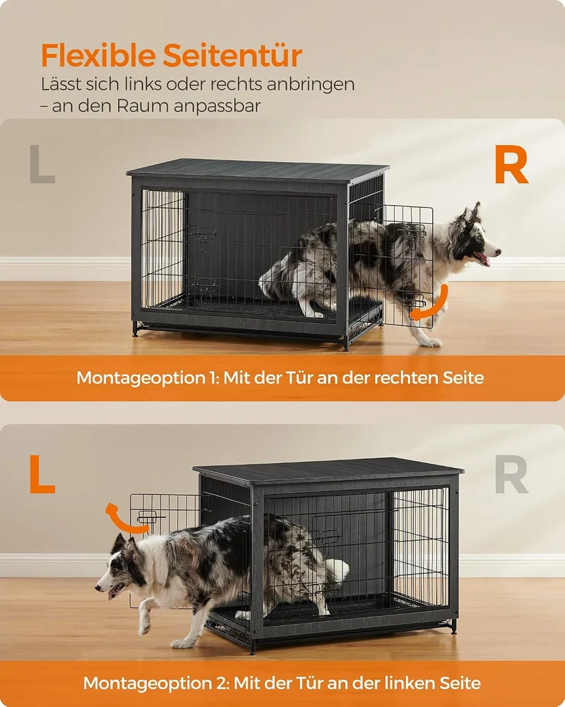 Feandrea Hundekäfig Möbel, Beistelltisch, Hundebox, Moderne Hundehütte Indoor für Hunde bis zu 32 kg