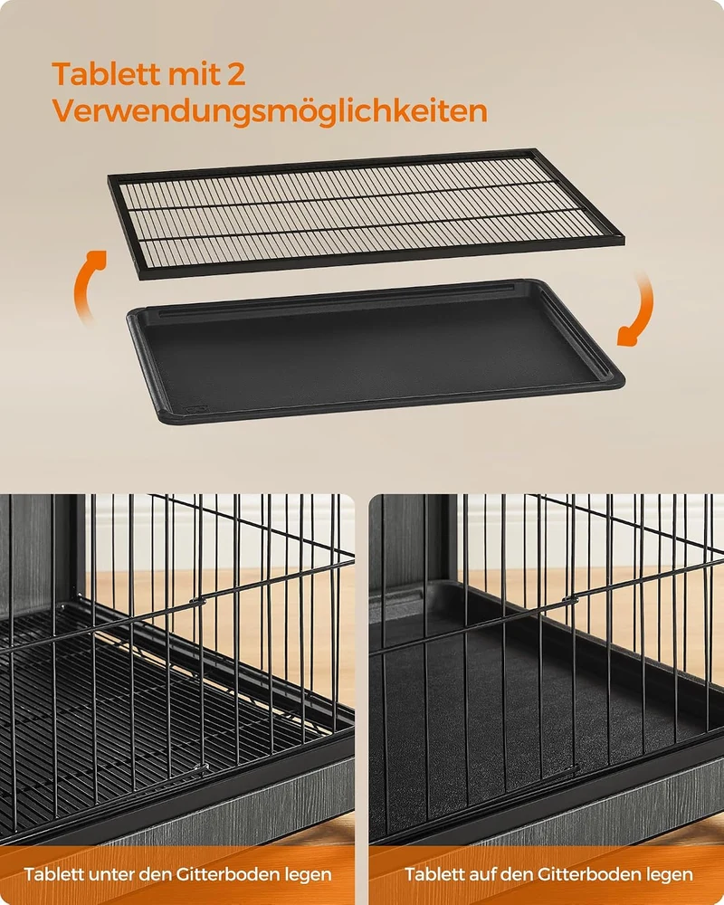 Feandrea Hundekäfig Möbel, Beistelltisch, Hundebox, Moderne Hundehütte Indoor für Hunde bis zu 32 kg
