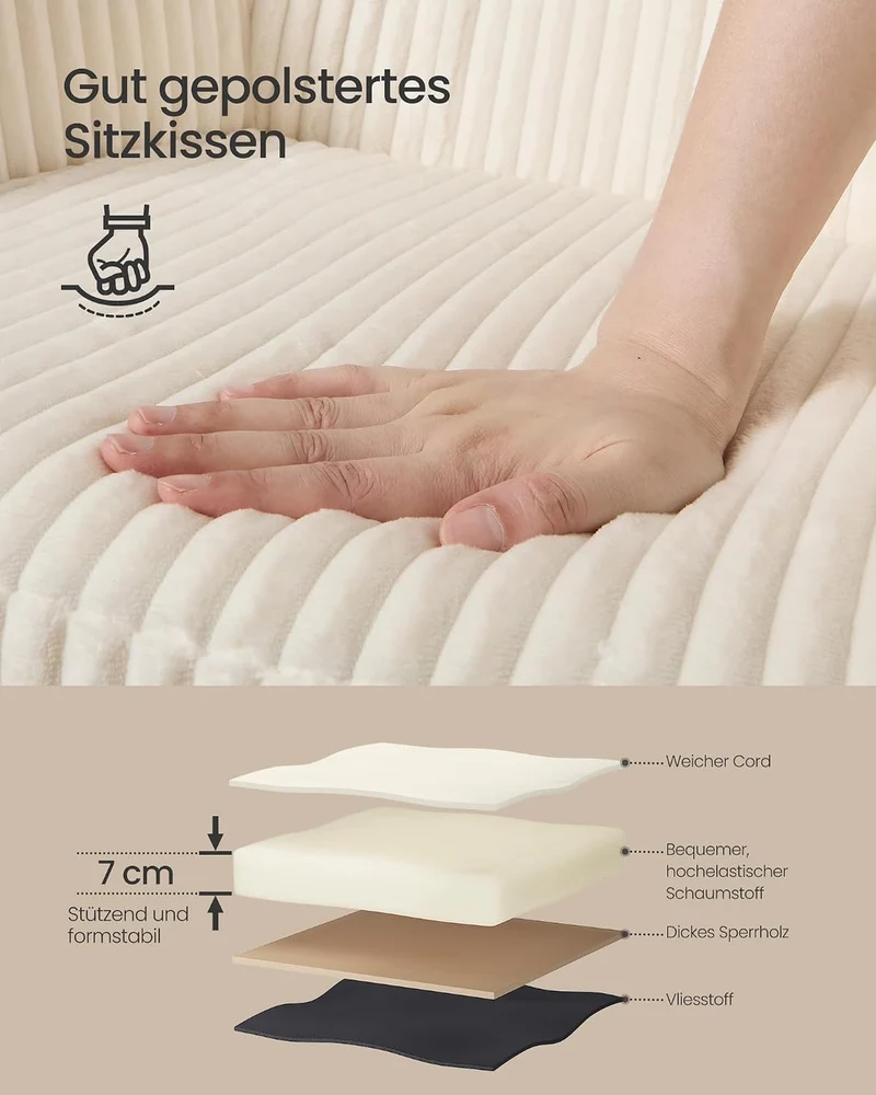 SONGMICS 4er Set Esszimmerstühle, Cord, Polsterstühle mit Armlehnen