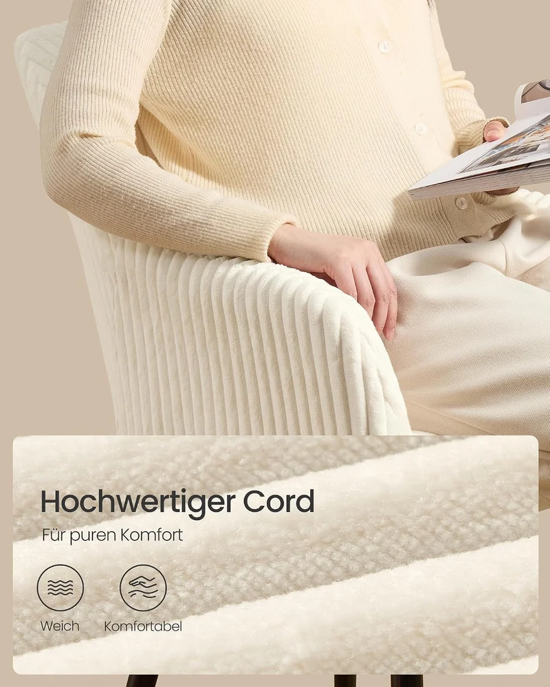 SONGMICS 4er Set Esszimmerstühle, Cord, Polsterstühle mit Armlehnen