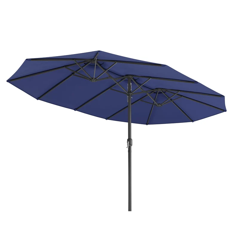 SONGMICS Doppelsonnenschirm 460 x 270 cm, UV-Schutz bis UPF 50+, mit Kurbel dämmerungsblau 460 x 270