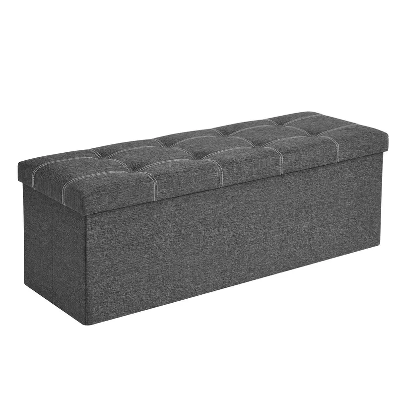 SONGMICS Sitzbank mit Stauraum, Sitztruhe, Sitzhocker, faltbar, 110 x 38 x 38 cm, Bezug aus Leinenim