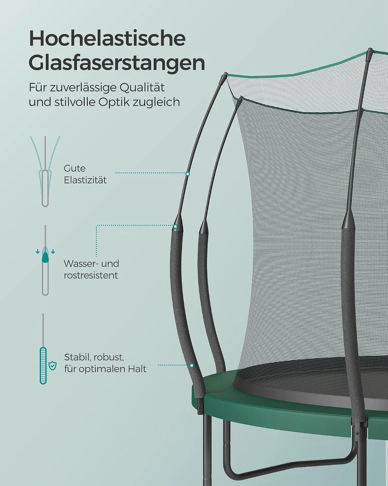 SONGMICS Federloses Trampolin Outdoor Ø 244/305/366 cm, Kindertrampolin Gartentrampolin, elastische