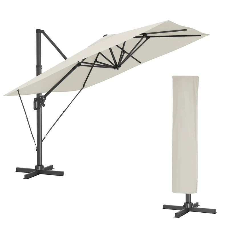 SONGMICS Sonnenschirm 290 x 290 cm, Ampelschirm, UV-Schutz UPF 50+