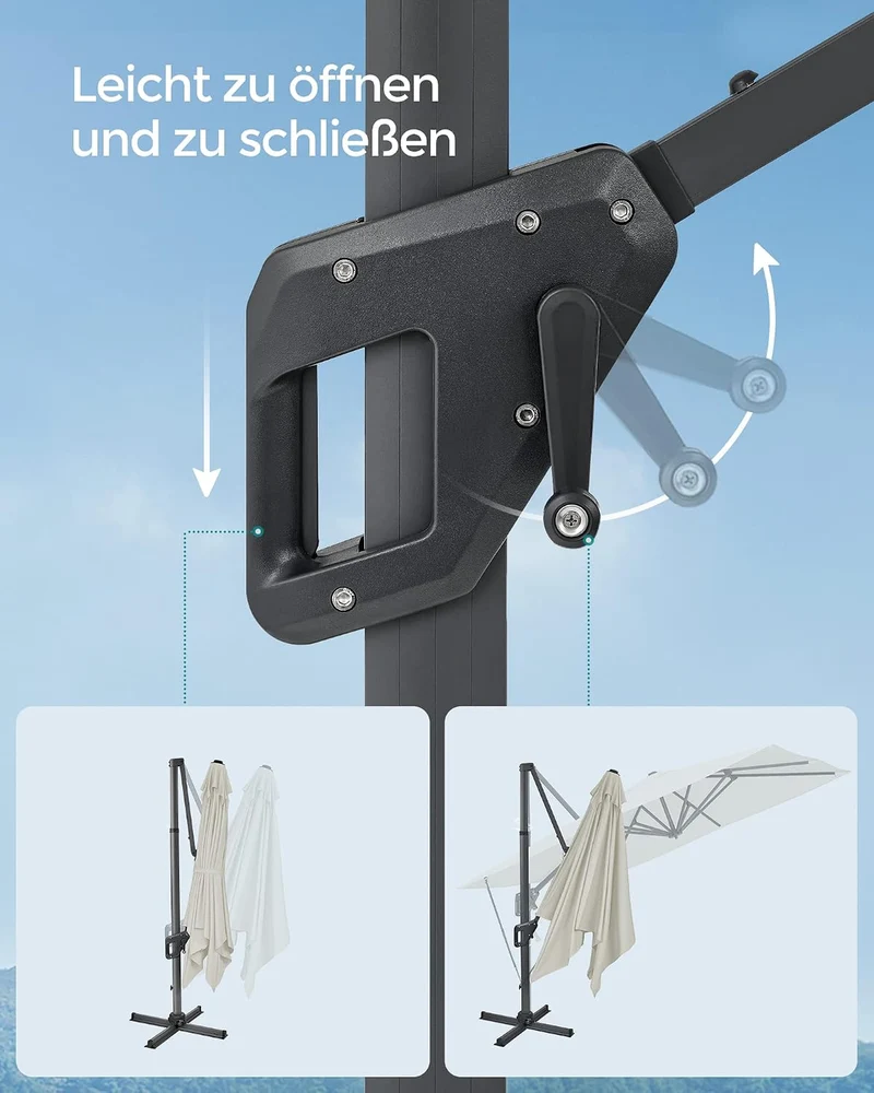 SONGMICS Sonnenschirm 290 x 290 cm, Ampelschirm, UV-Schutz UPF 50+