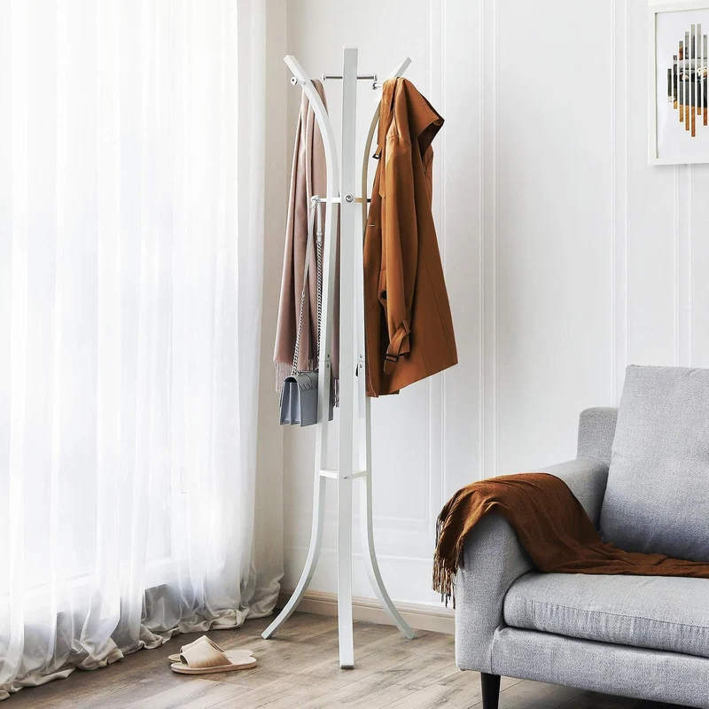 SONGMICS Metall Garderobenständer, sehr stabil, 176 cm hoch Weiss, Weiss