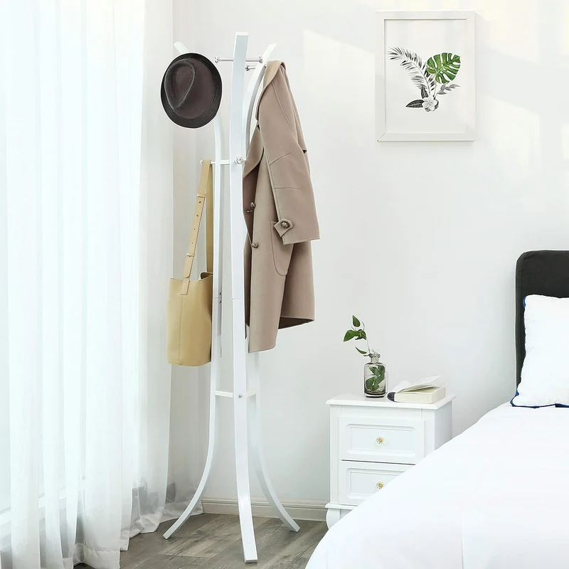 SONGMICS Metall Garderobenständer, sehr stabil, 176 cm hoch Weiss, Weiss
