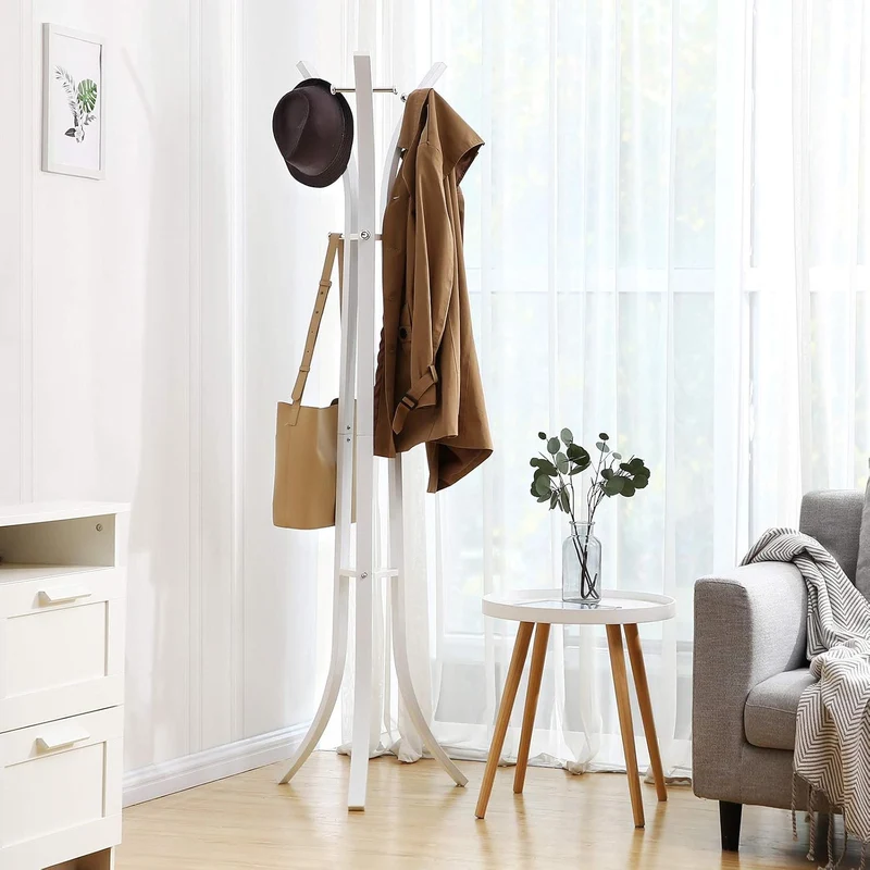 SONGMICS Metall Garderobenständer, sehr stabil, 176 cm hoch Weiss, Weiss