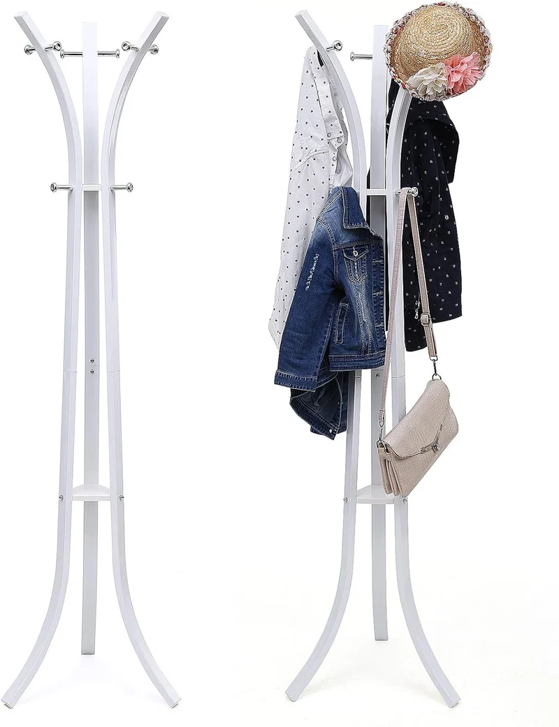SONGMICS Metall Garderobenständer, sehr stabil, 176 cm hoch Weiss, Weiss