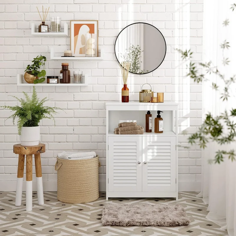 SONGMICS 3er Set Wandregale, Schweberegale in U-Form, Hochglanzoberfläche Weiss 60 x 15 x 10 cm, 45