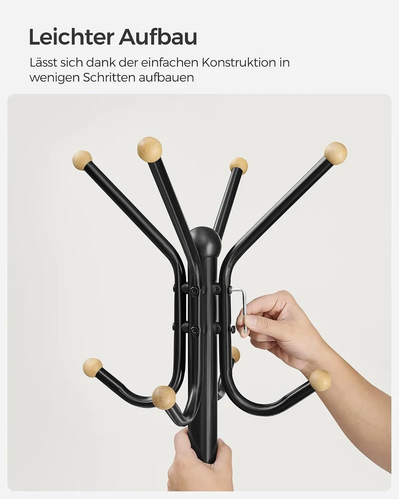 SONGMICS Garderobenständer, Kleiderbügel aus Metall mit 12 Haken, Garderobe, 4 Beine, Jackenständer