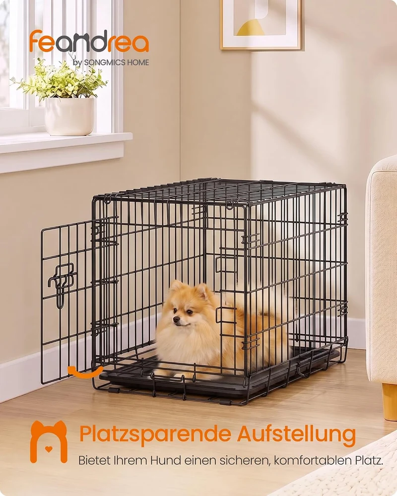 Feandrea Hundebox, Faltbar, 1 Tür, Metall L 61 x B 44 x H 51 cm Eine Tür, L 61 x B 44 x H 51 cm Eine