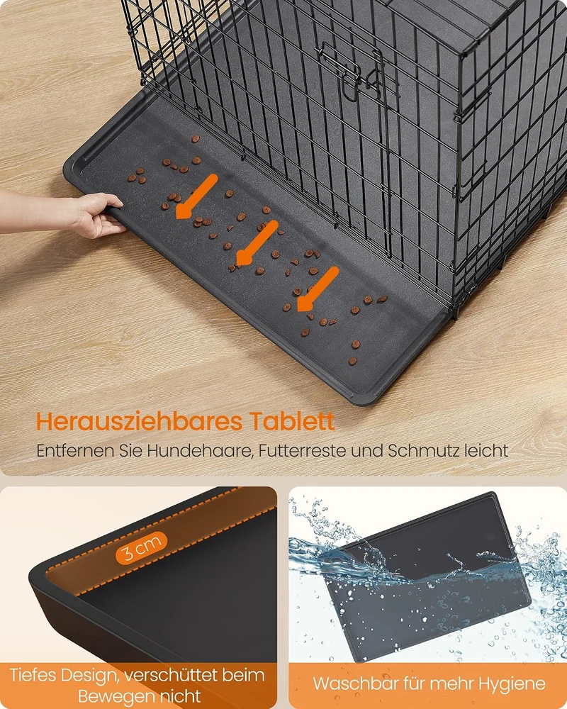 Feandrea Hundebox, Faltbar, 1 Tür, Metall L 61 x B 44 x H 51 cm Eine Tür, L 61 x B 44 x H 51 cm Eine