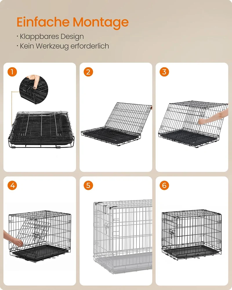 Feandrea Hundebox, Faltbar, 1 Tür, Metall L 61 x B 44 x H 51 cm Eine Tür, L 61 x B 44 x H 51 cm Eine