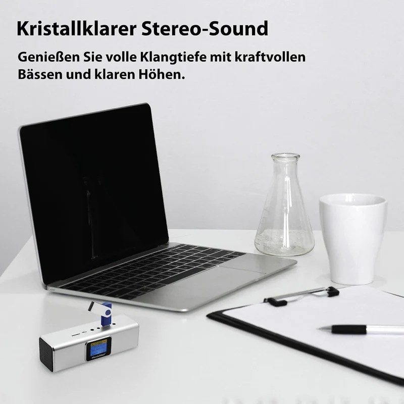 Musicman MA Soundstation Stereo-Lautsprecher mit integriertem Akku und LCD Display (MP3 Player, Radi
