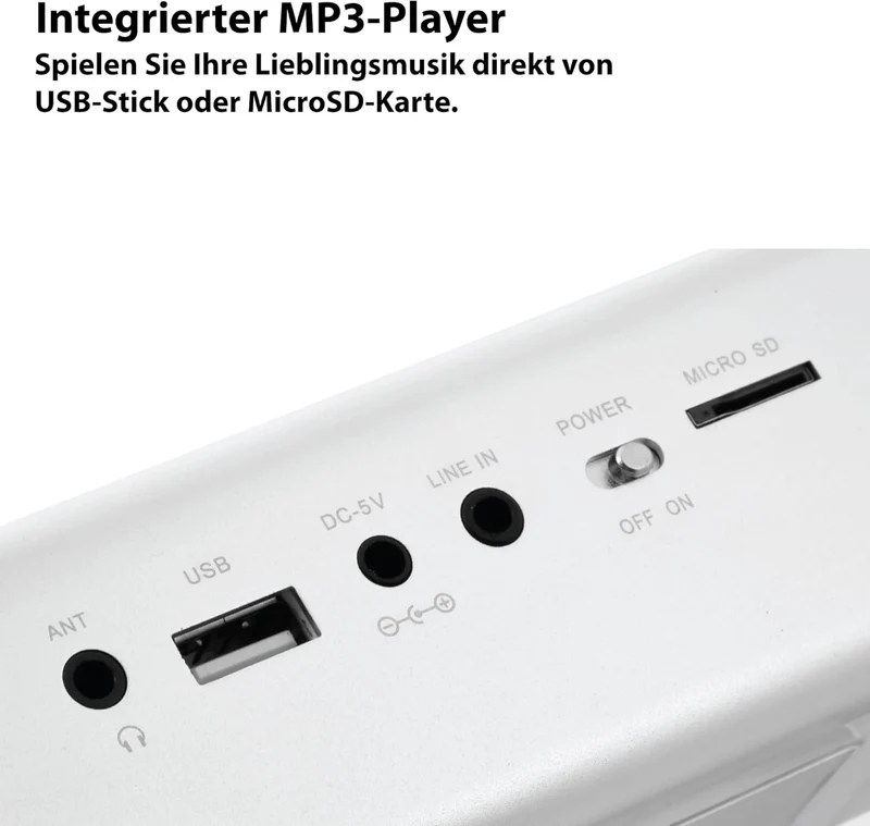 Musicman MA Soundstation Stereo-Lautsprecher mit integriertem Akku und LCD Display (MP3 Player, Radi