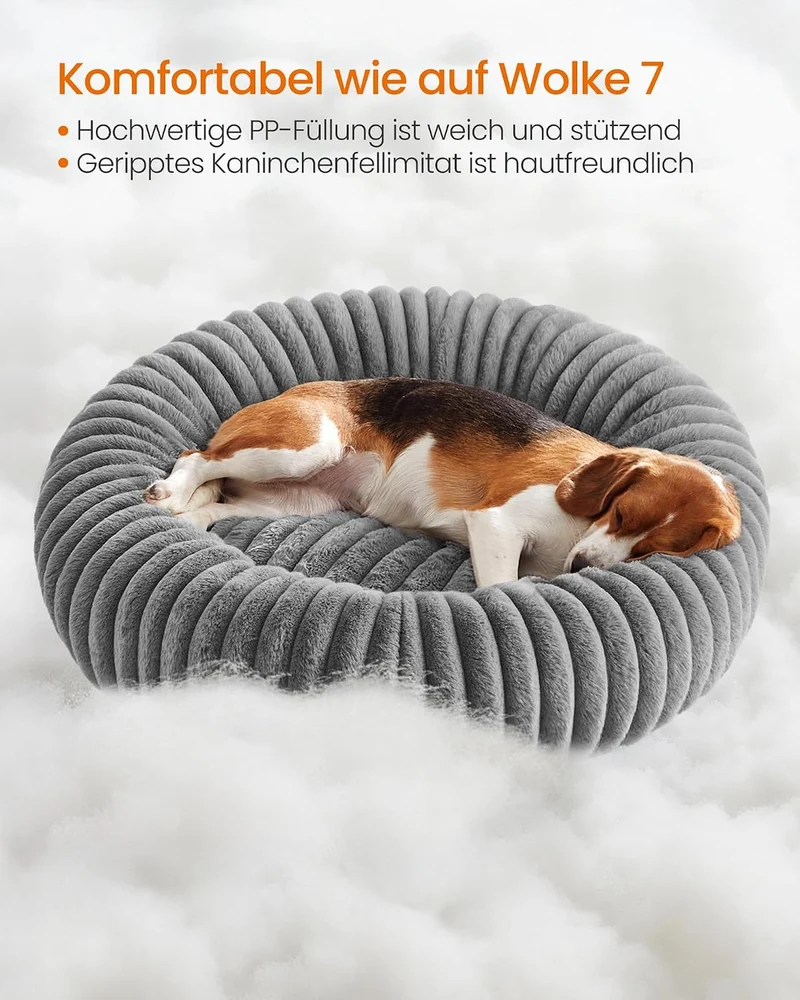 Feandrea Hundebett, 80 cm Durchmesser, waschbar, weiche Polsterung XL (80 x 80 x 20 cm), XL (80 x 80