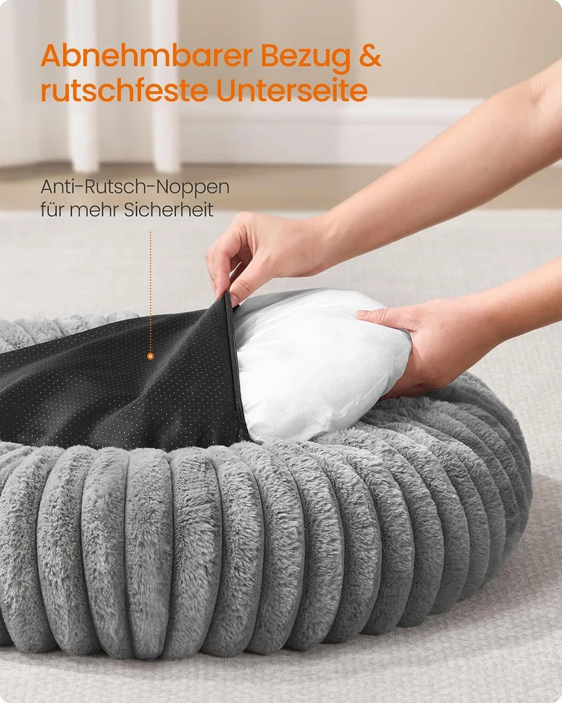 Feandrea Hundebett, 80 cm Durchmesser, waschbar, weiche Polsterung XL (80 x 80 x 20 cm), XL (80 x 80