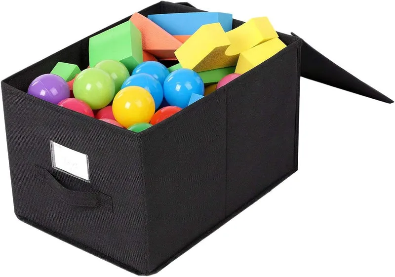 SONGMICS Aufbewahrungsbox, 3er Set, Faltbox mit Deckel, 40 x 30 x 25 cm Schwarz, Schwarz