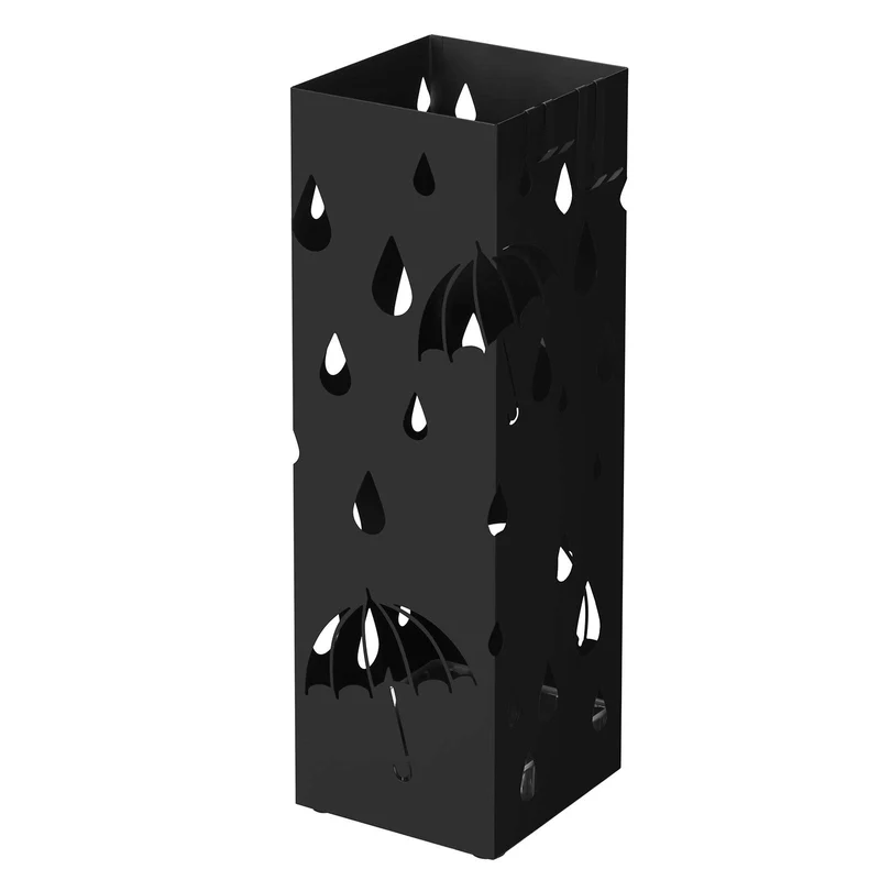 SONGMICS Regenschirmständer aus Metall, mit Haken, 15,5 x 15,5 x 49 cm schwarz, schwarz