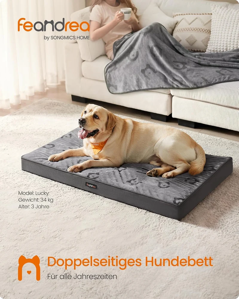Feandrea Hundebett, wasserdicht, 120 x 74 x 8 cm L 120 x B 74 x H 8 cm, L 120 x B 74 x H 8 cm