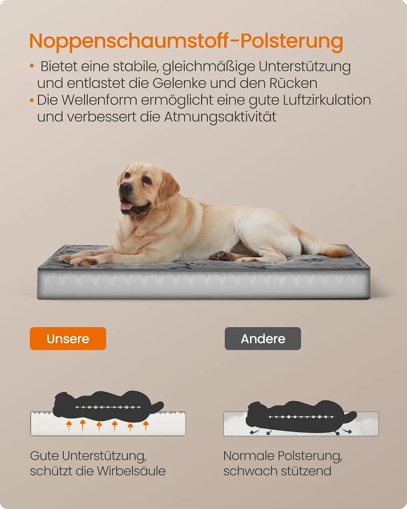Feandrea Hundebett, wasserdicht, 120 x 74 x 8 cm L 120 x B 74 x H 8 cm, L 120 x B 74 x H 8 cm