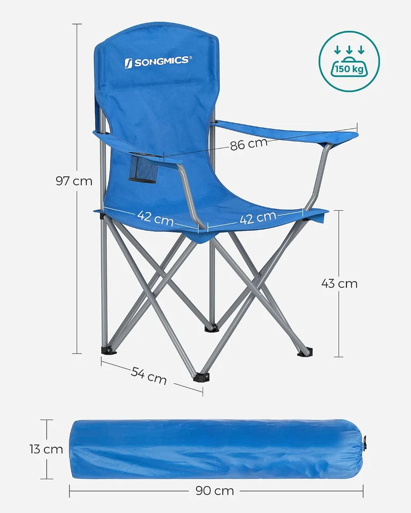SONGMICS 2er Set Klappstuhl Campingstuhl Bequeme Schwerlaststruktur bis 150kg belastbar mit Getränke