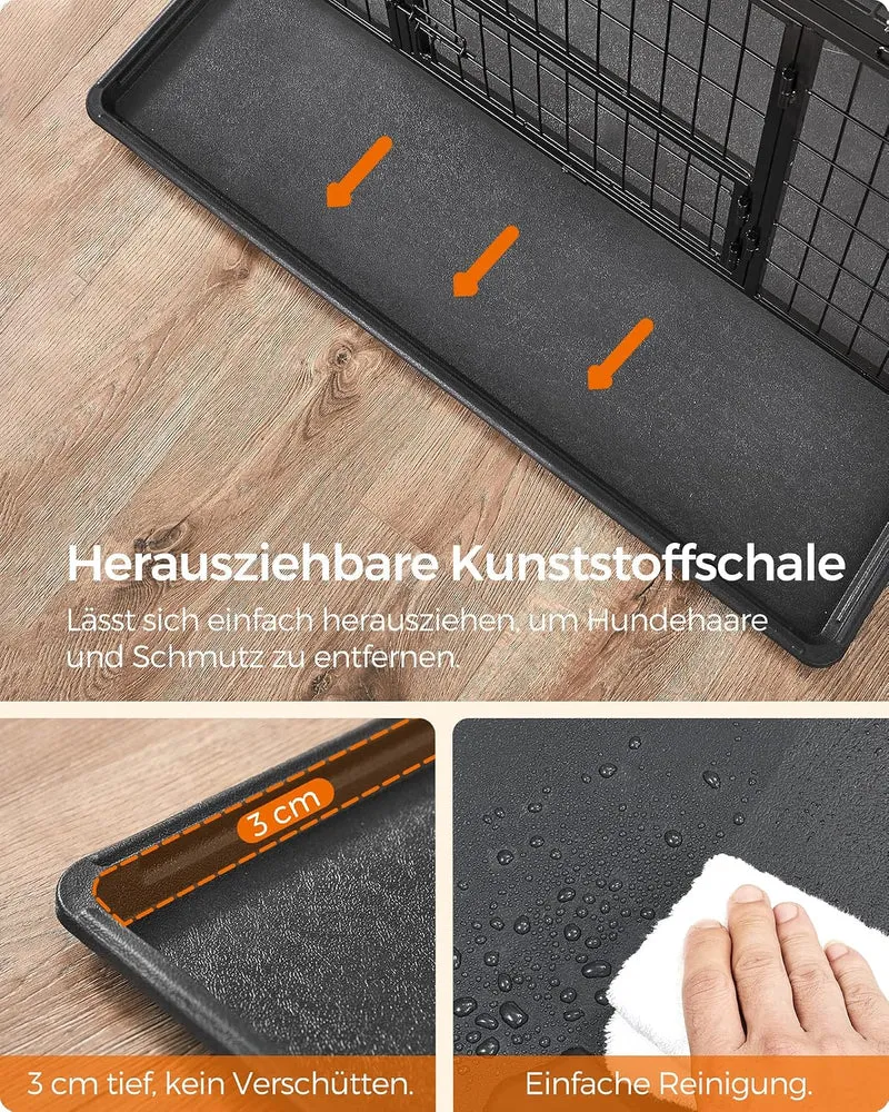 Feandrea Haustierkäfig hochbelastbar, Gitterbox, transportabel, 107 x 70 x 75 cm,für mittelgrosse, g