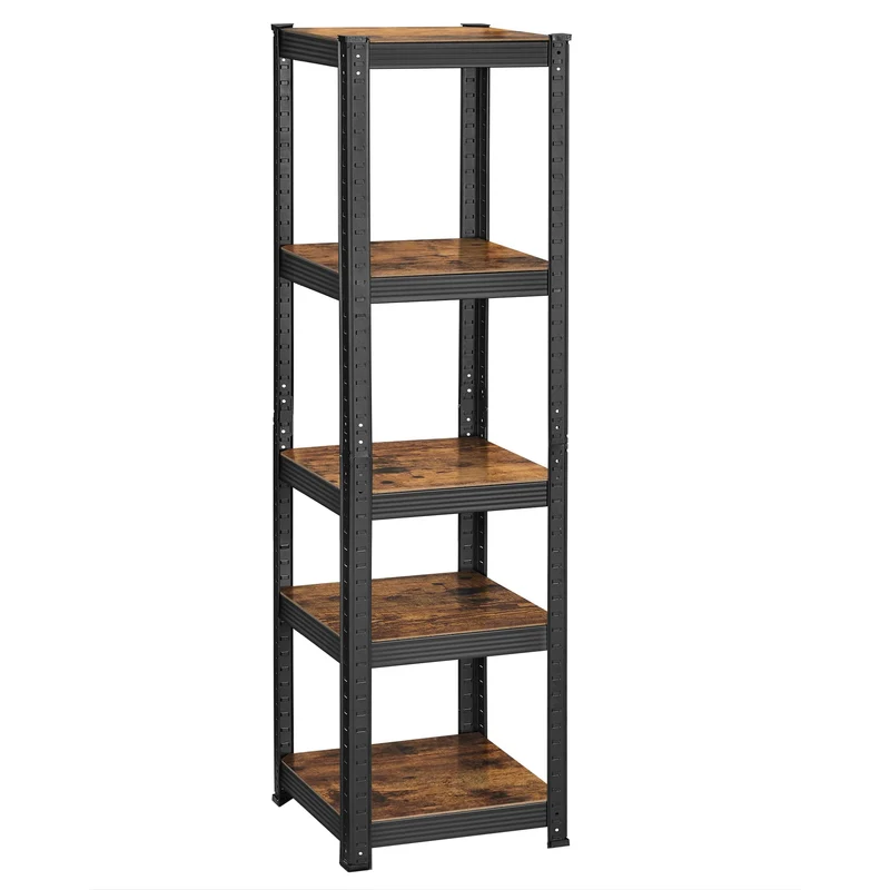 SONGMICS Standregal, verstellbar, 37 x 37 x 150 cm Vintagebraun + Schwarz 1er Set(37 x 37 x 150 cm)