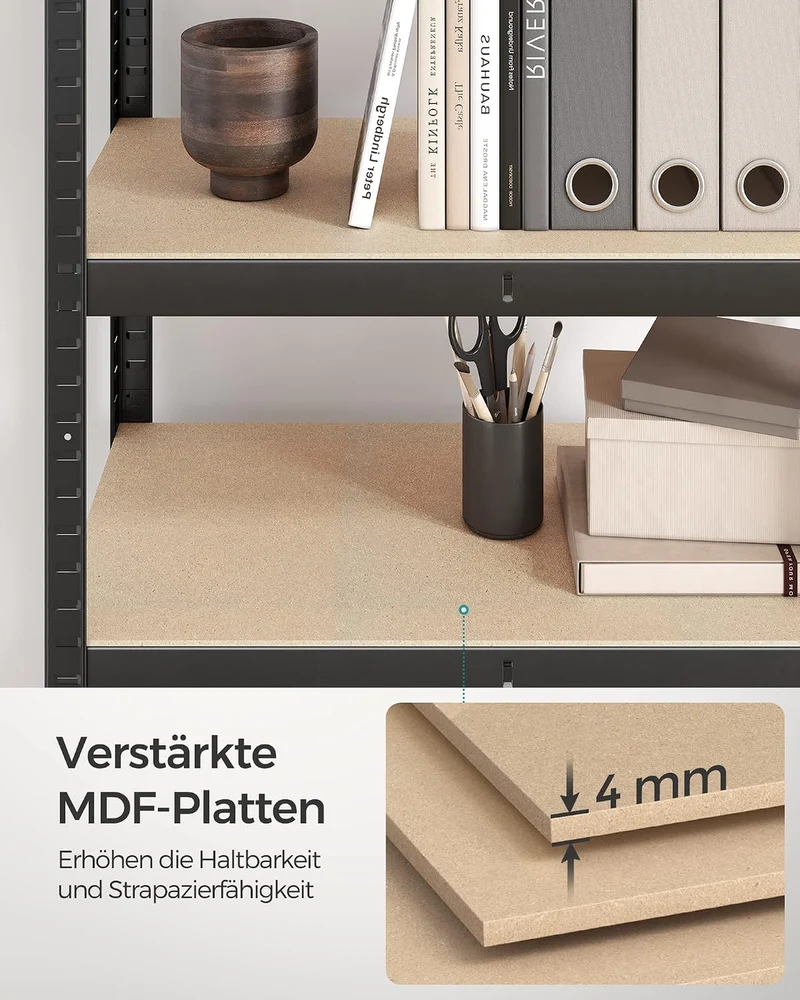 SONGMICS Schwerlastregal, 4 verstellbare Ablagen, 40 x 80 x 160 cm 1 Schwarz, 1 Schwarz