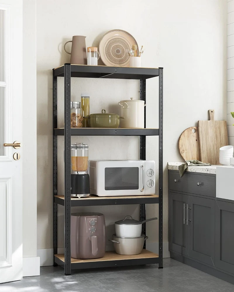 SONGMICS Schwerlastregal, 4 verstellbare Ablagen, 40 x 80 x 160 cm 1 Schwarz, 1 Schwarz