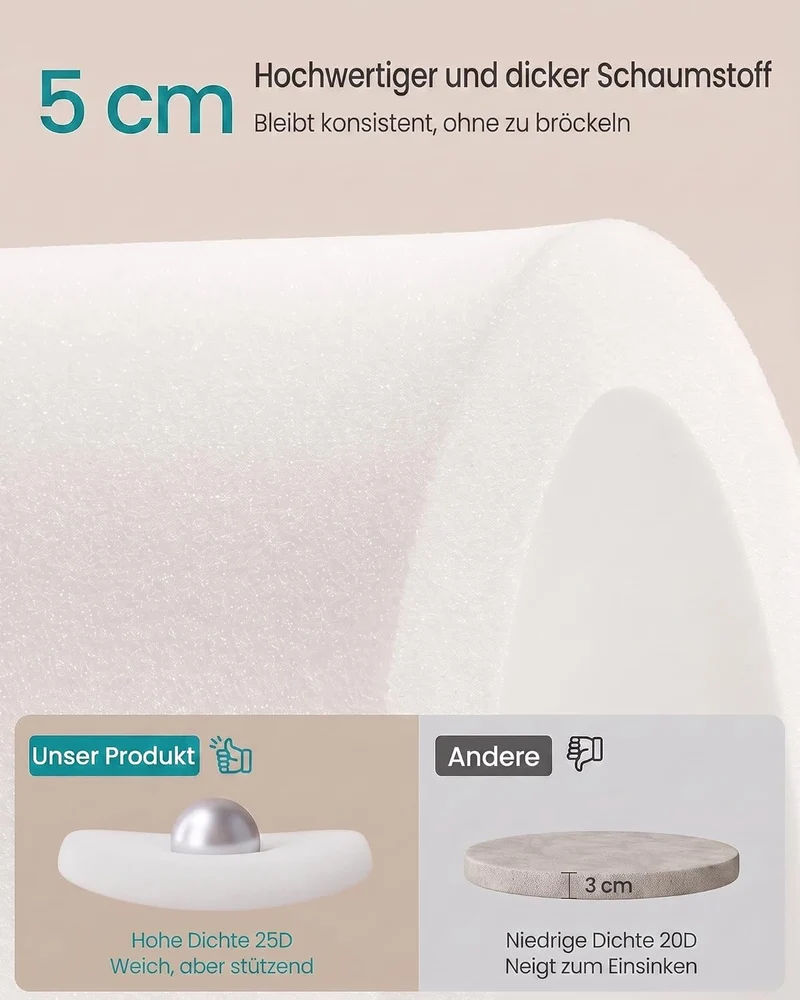 SONGMICS Sitzhocker mit Stauraum, Teddy-Fleece, 31 x 31 x 29 cm Cremeweiss Fleece Rundhocker, Cremew