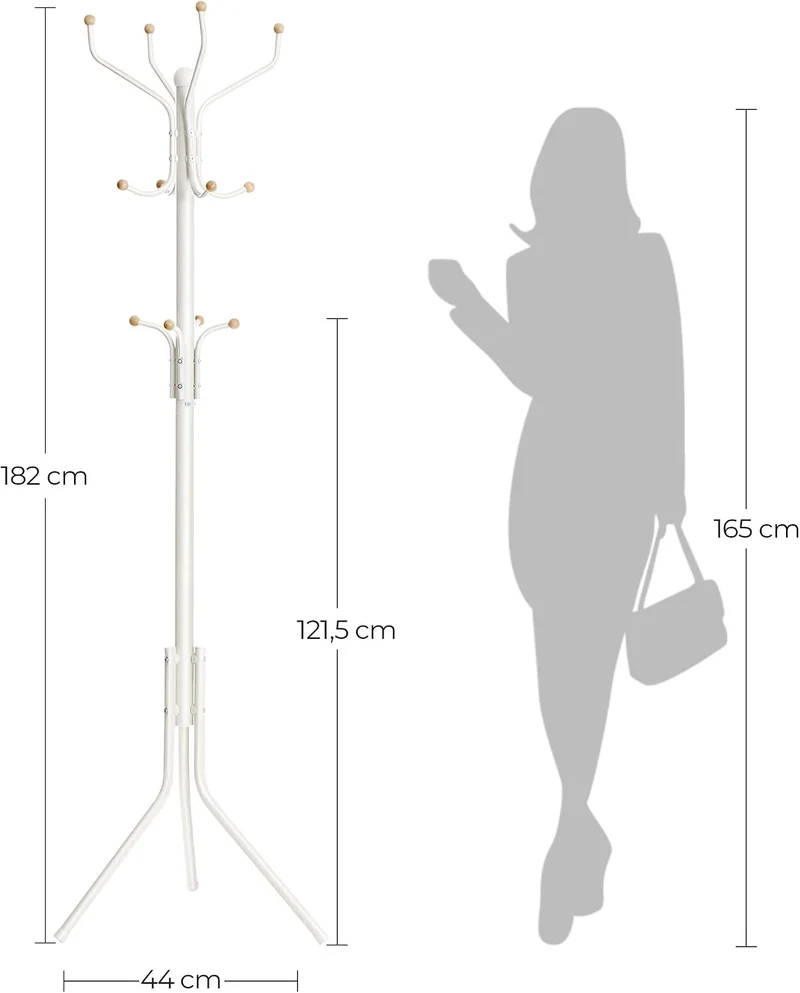 SONGMICS Höhe 182 cm Garderobenständer stabil Metall Kleiderständer Garderobe, weiss, RCR19W 49 x 49