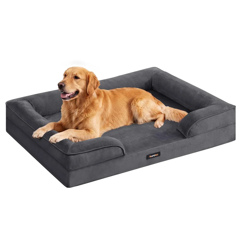 FEANDREA Orthopädisches Hundebett, Hundekissen, 112 x 81 x 17 cm XXL (112 x 81 x 17 cm) schiefergrau