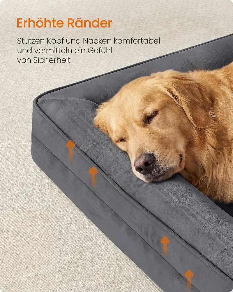 FEANDREA Orthopädisches Hundebett, Hundekissen, 112 x 81 x 17 cm XXL (112 x 81 x 17 cm) schiefergrau