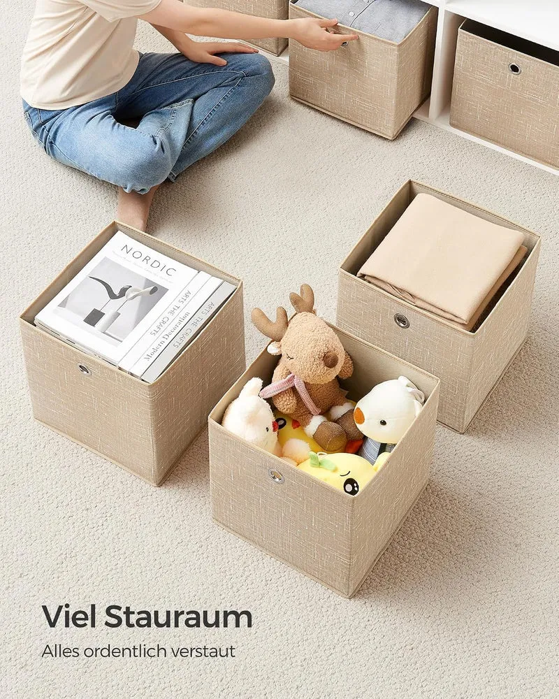 SONGMICS Aufbewahrungsbox, 6er Set, Faltbox, 30 x 30 x 30 cm 30 x 30 x 30 cm Sandbeige, 30 x 30 x 30