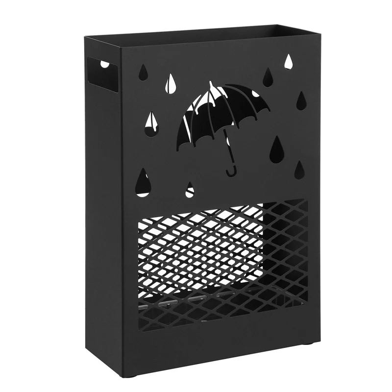 SONGMICS Regenschirmständer aus Metall, Gitter-Design, 28 x 12 x 41 cm Schwarz Modern, Schwarz Moder