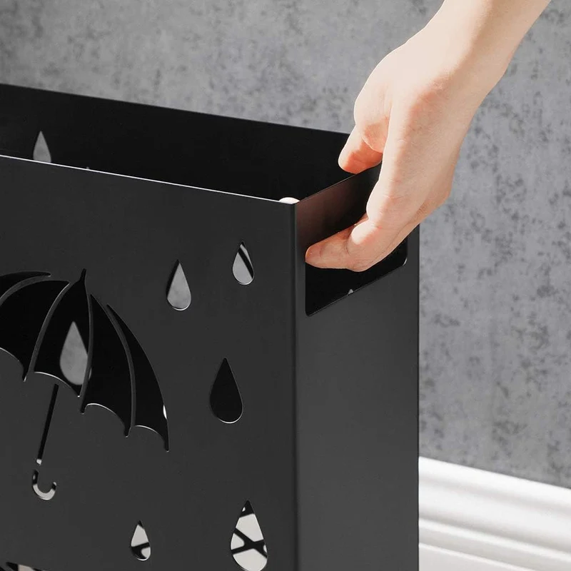 SONGMICS Regenschirmständer aus Metall, Gitter-Design, 28 x 12 x 41 cm Schwarz Modern, Schwarz Moder