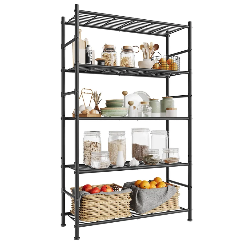SONGMICS Kellerregal aus Stahl mit 5 Ebenen, bis 200 kg, 80 x 30 x 144 cm 5 Ebenen (30 x 80 cm), 5 E