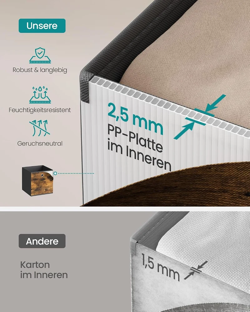 SONGMICS Aufbewahrungsbox, 8er Set, Ordnungsboxen, Faltbox, 30 x 30 x 30 cm, Stoffbox, für Würfelreg