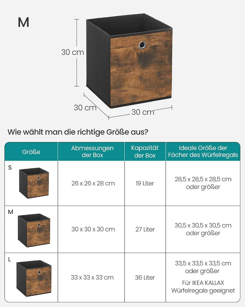 SONGMICS Aufbewahrungsbox, 8er Set, Ordnungsboxen, Faltbox, 30 x 30 x 30 cm, Stoffbox, für Würfelreg